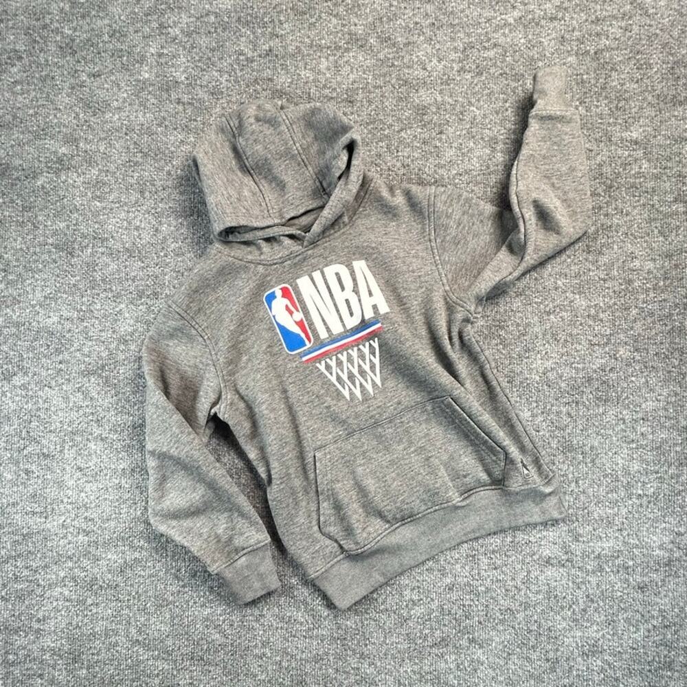 NBA Boys Hoodie Youth M 10-12 Gray Basketball Logo Pullover Sweatshirt
